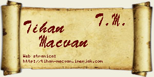 Tihan Mačvan vizit kartica